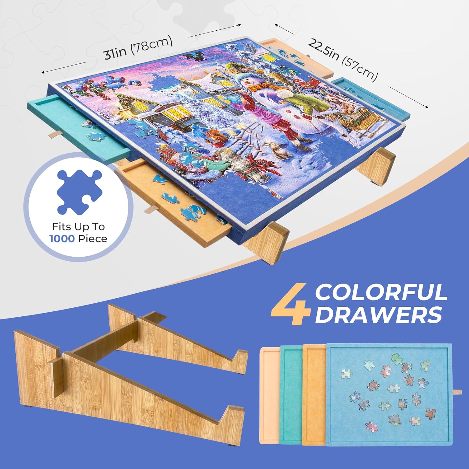 Porta Puzzle 1000 Pezzi con 4 Vassoi di Ordinamento - immagine 2