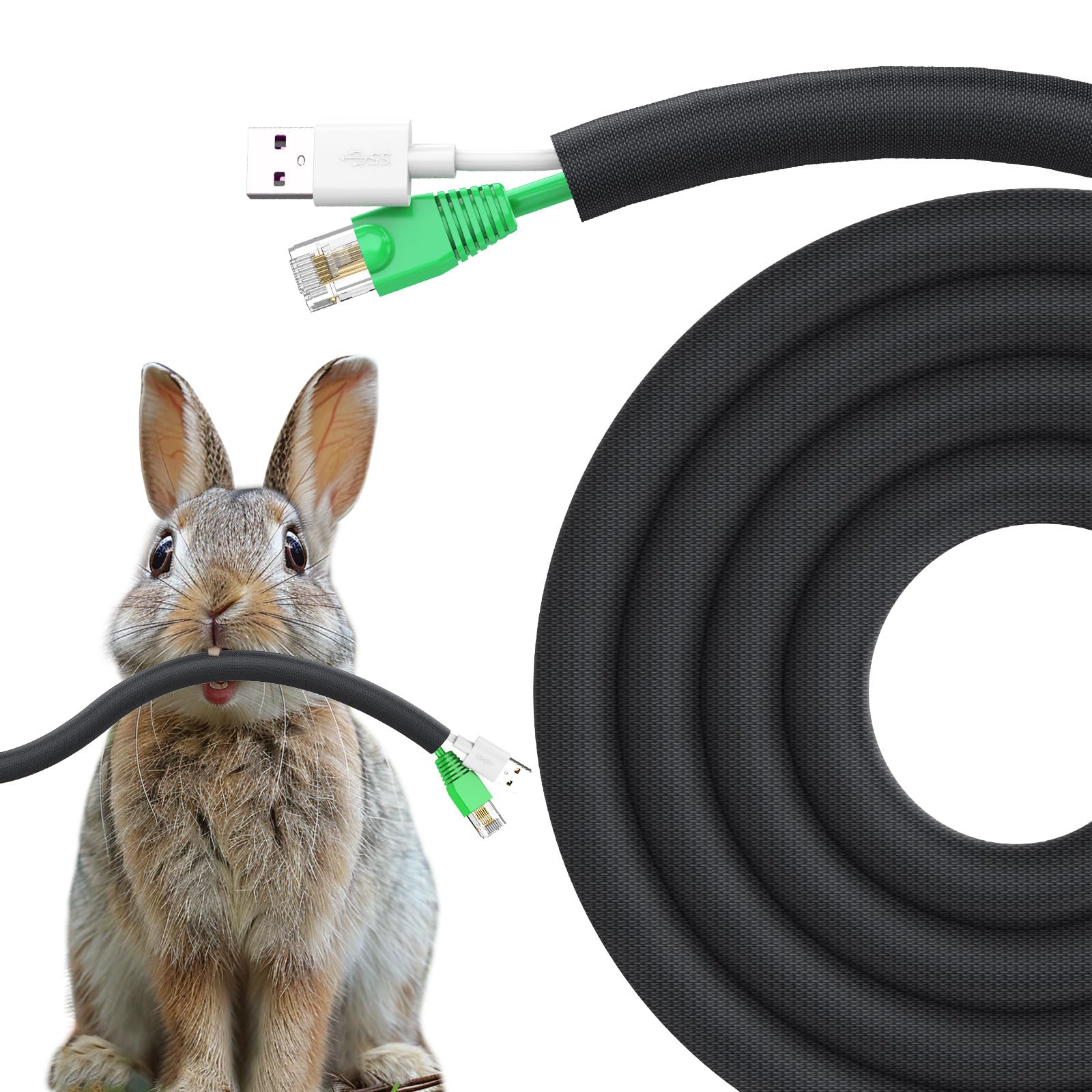 Reflying Protezione per Cavi da Cani e Gatti 3m, Nero