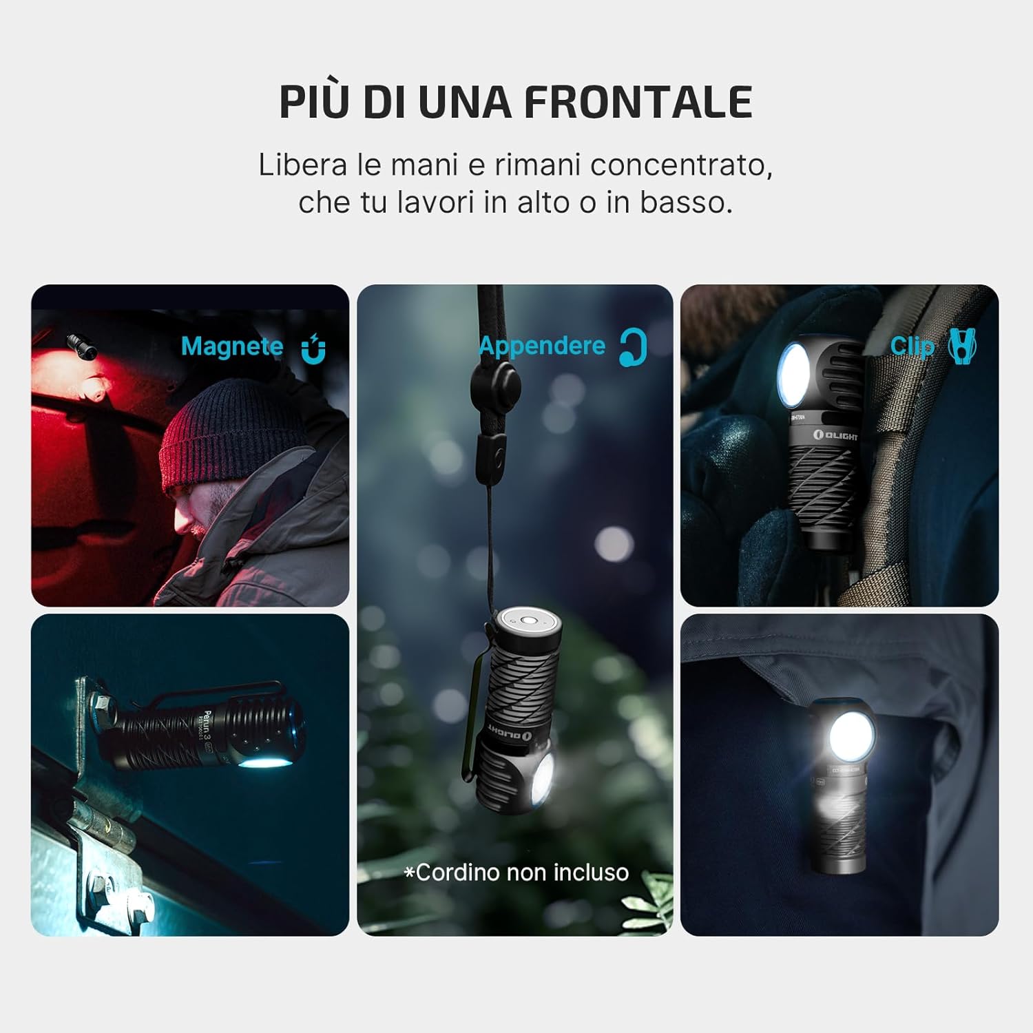 OLIGHT Perun 3 Mini Torcia Frontale Ricaricabile 1250 Lumen, Nero - immagine 8