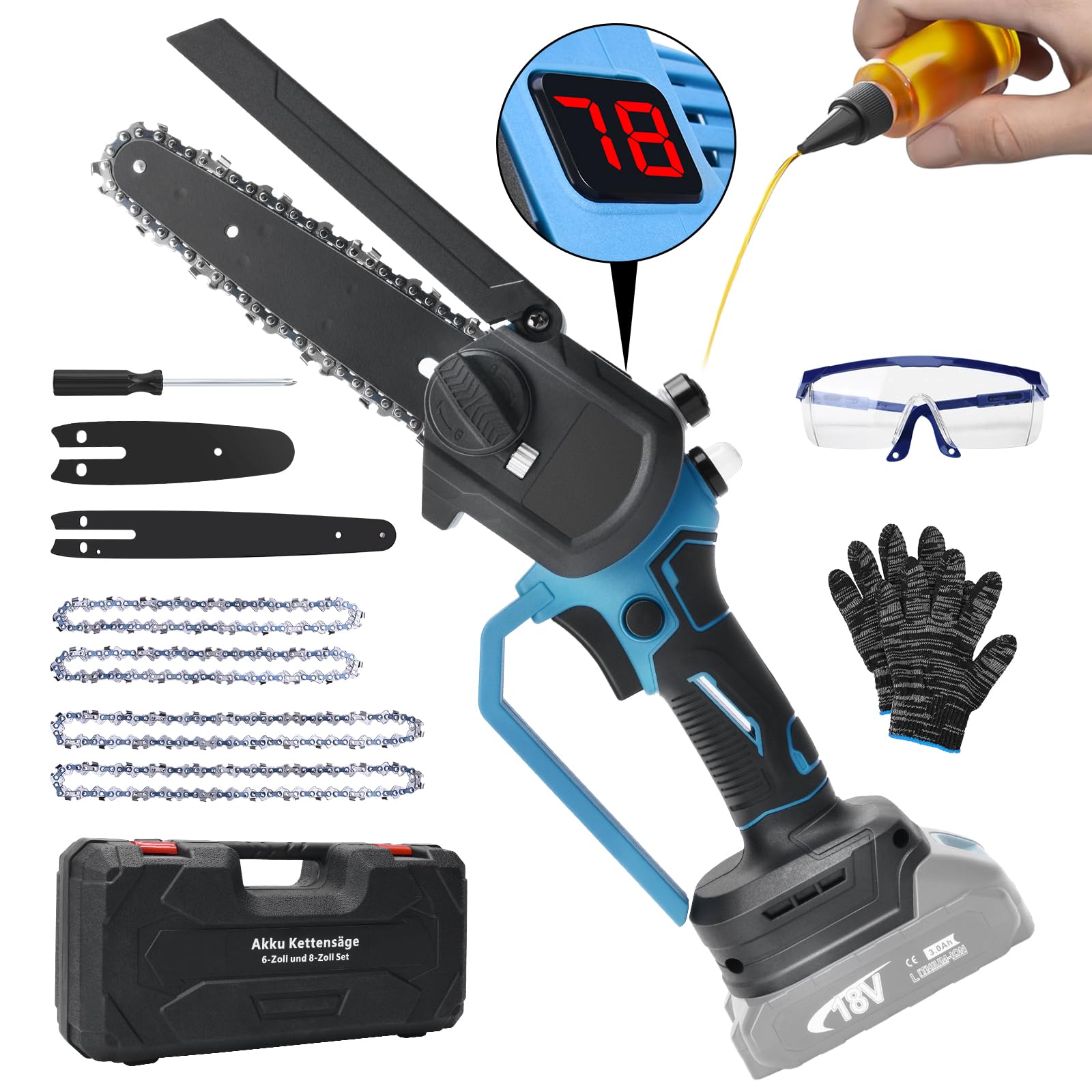 Mini Motosega 8 e 6 pollici, Compatibile Batteria Makita 18V