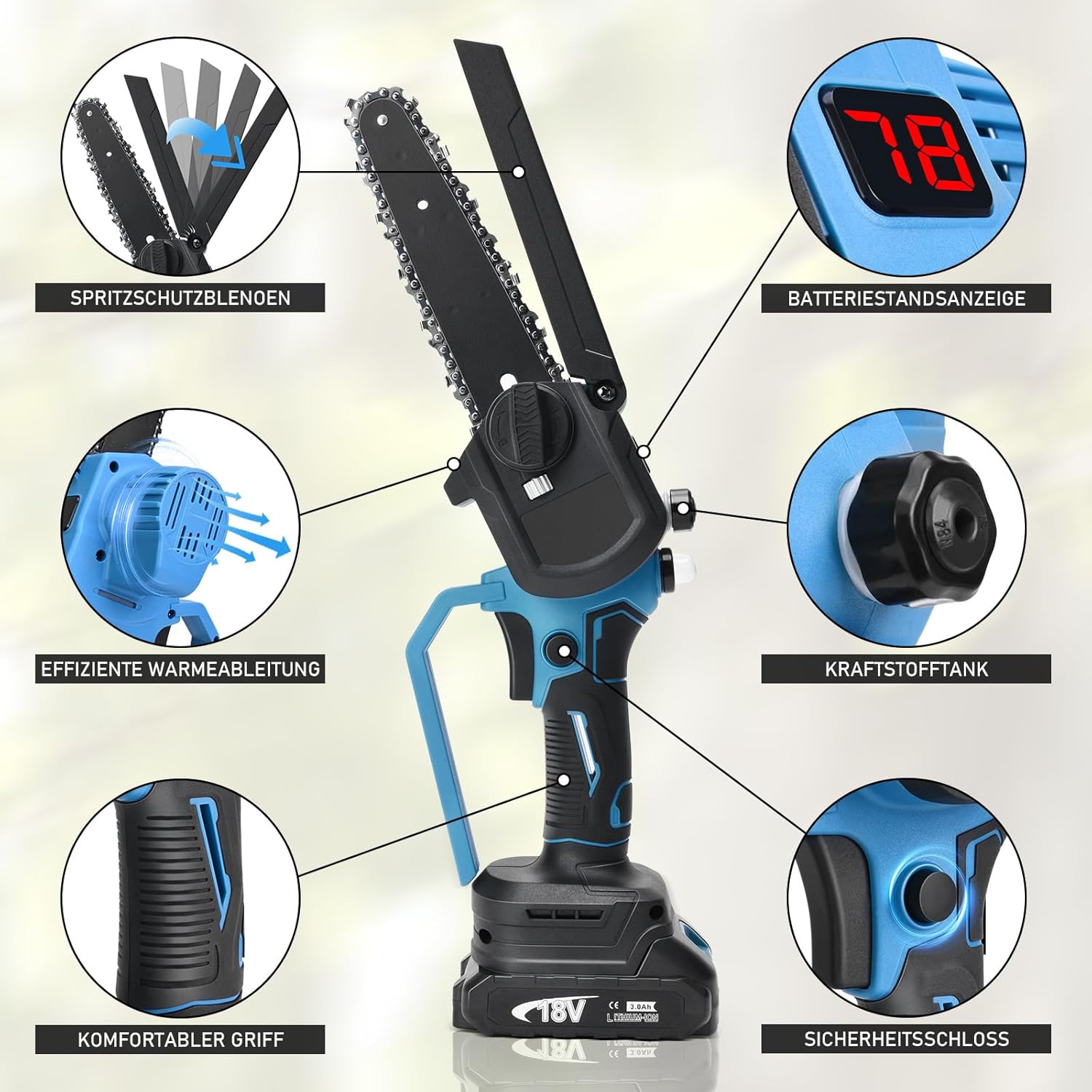 Mini Motosega 8 e 6 pollici, Compatibile Batteria Makita 18V - immagine 5