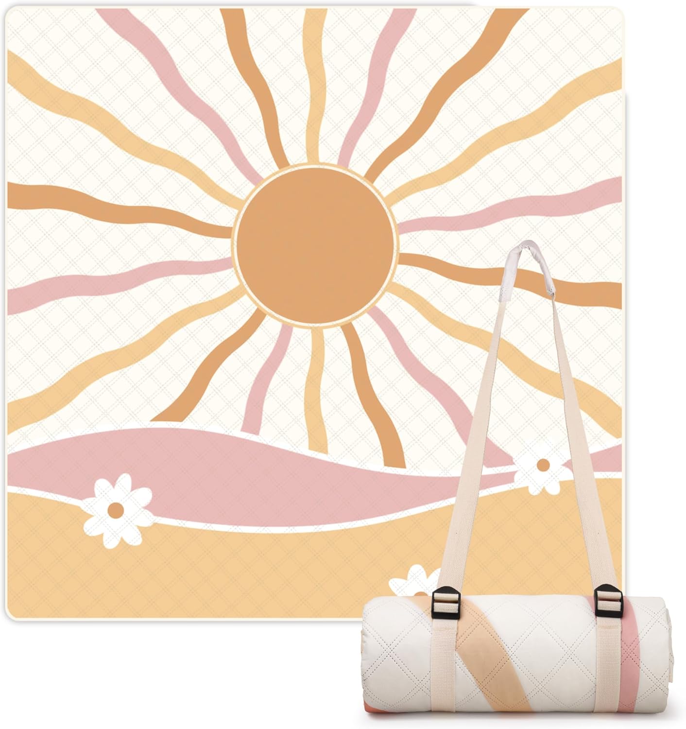 LARUTAN Sicilia - Coperta da picnic bohémien, 200 x 200 cm