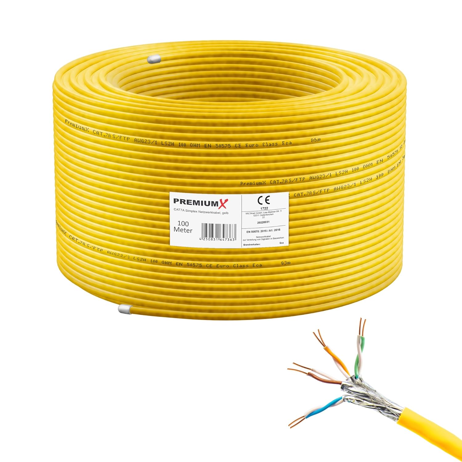 Premium X CAT 7A Cavo di Rete 100m Rame Puro - immagine 1