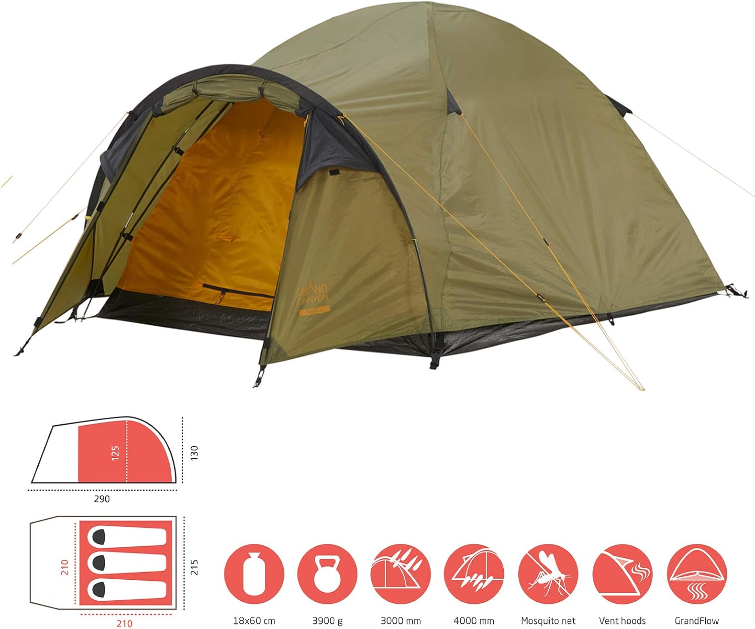 Grand Canyon Topeka 3 - Tenda a Cupola 3 Persone - immagine 2