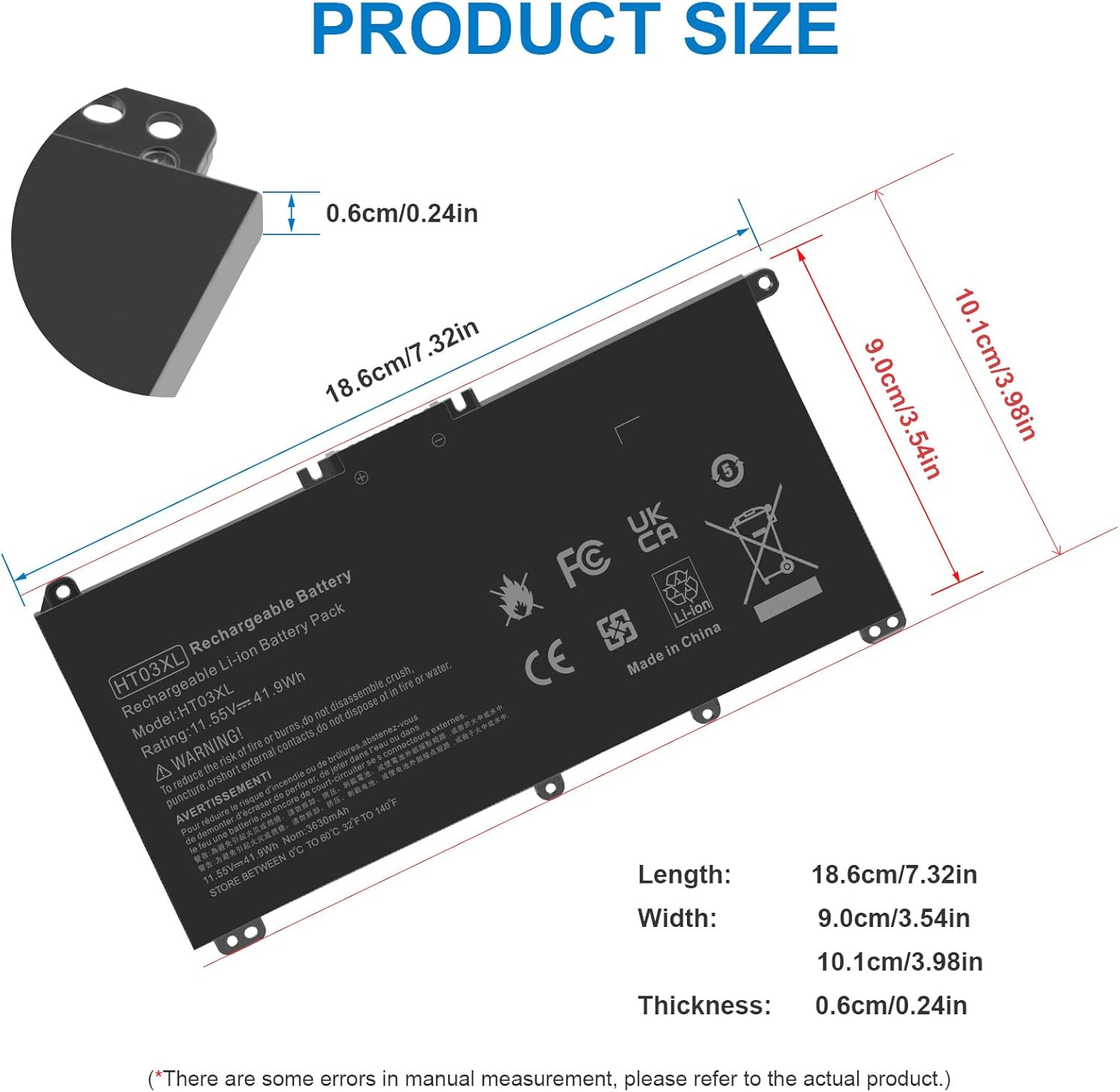 Asuncell HT03XL Batteria per PC Portatile 11.55V/41.9Wh - immagine 2