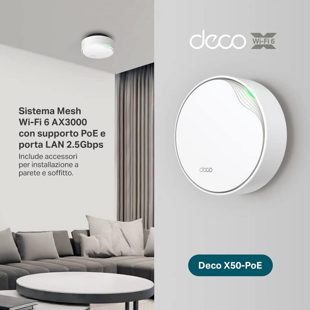 Tp-link Deco X50-PoE Router Mesh WiFi 6 AX3000Mbps (2 Pezzi) - immagine 2