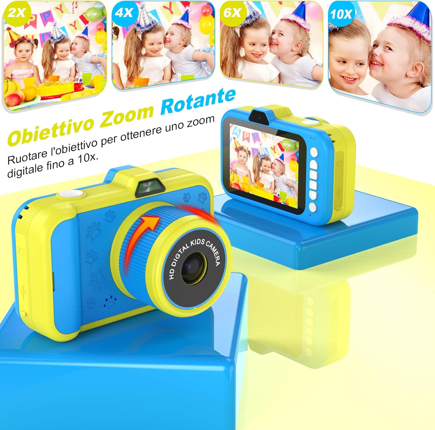 Macchina Fotografica Bambini 3,5" Display Blu - immagine 4