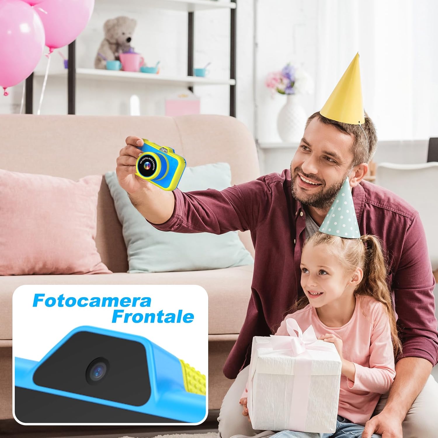 Macchina Fotografica Bambini 3,5" Display Blu - immagine 6