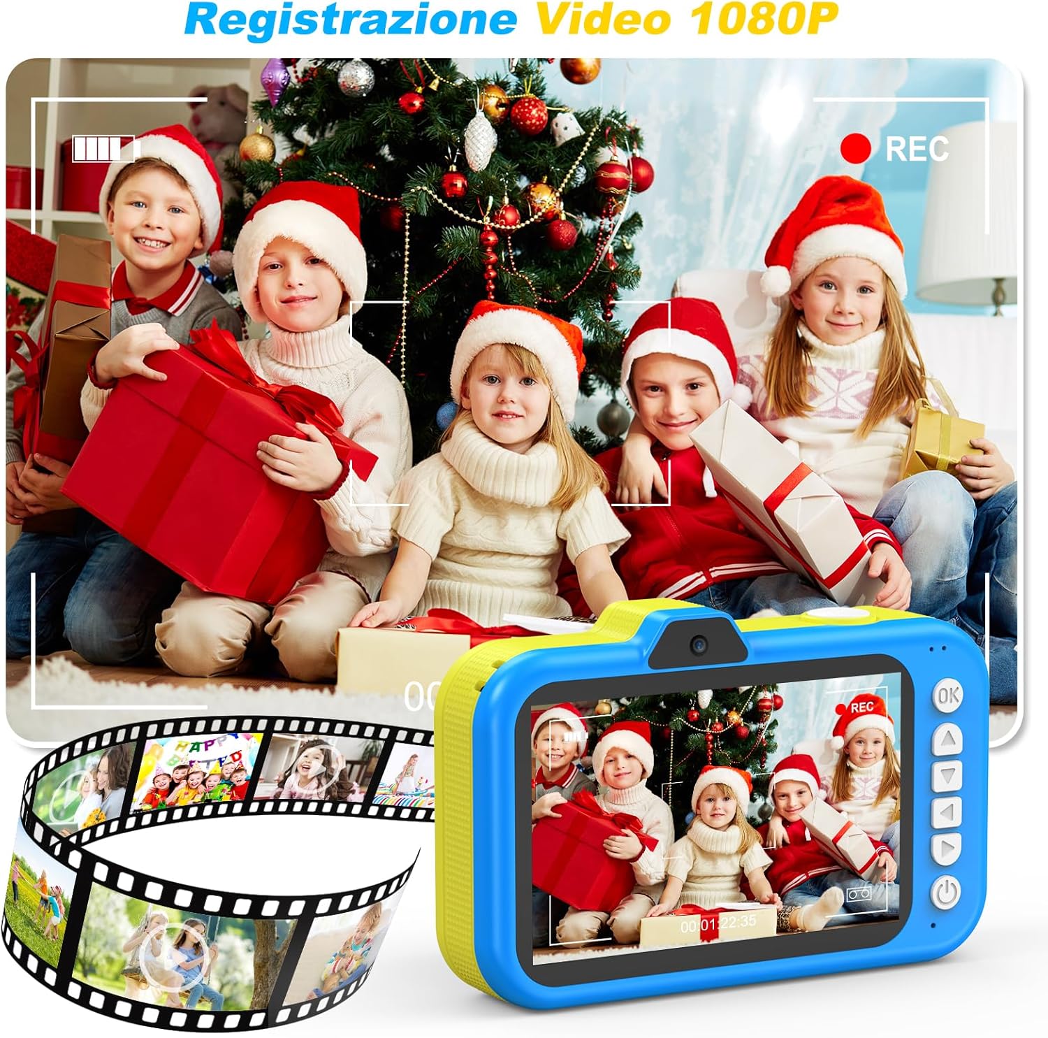 Macchina Fotografica Bambini 3,5" Display Blu - immagine 7