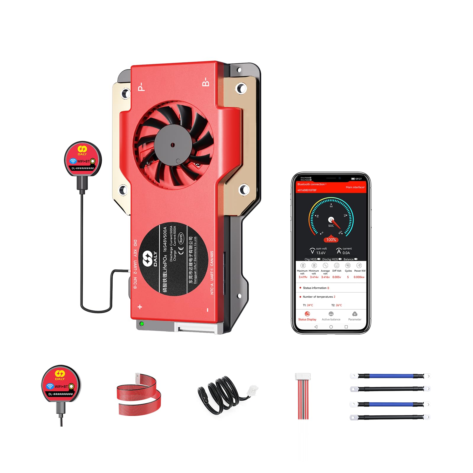 Daly BMS 16S 48V 500A Smart BMS LifePO4