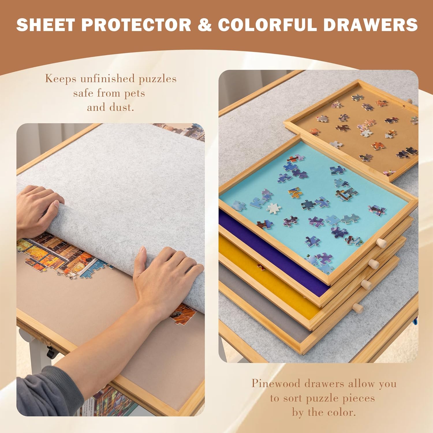 Tektalk Tavolo Puzzle con Regolazione Angolo e Altezza - immagine 5