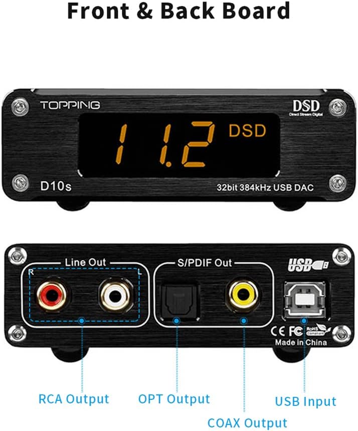 TOPPING D10s USB DAC ES9038Q2M DSD256, Nero - immagine 2