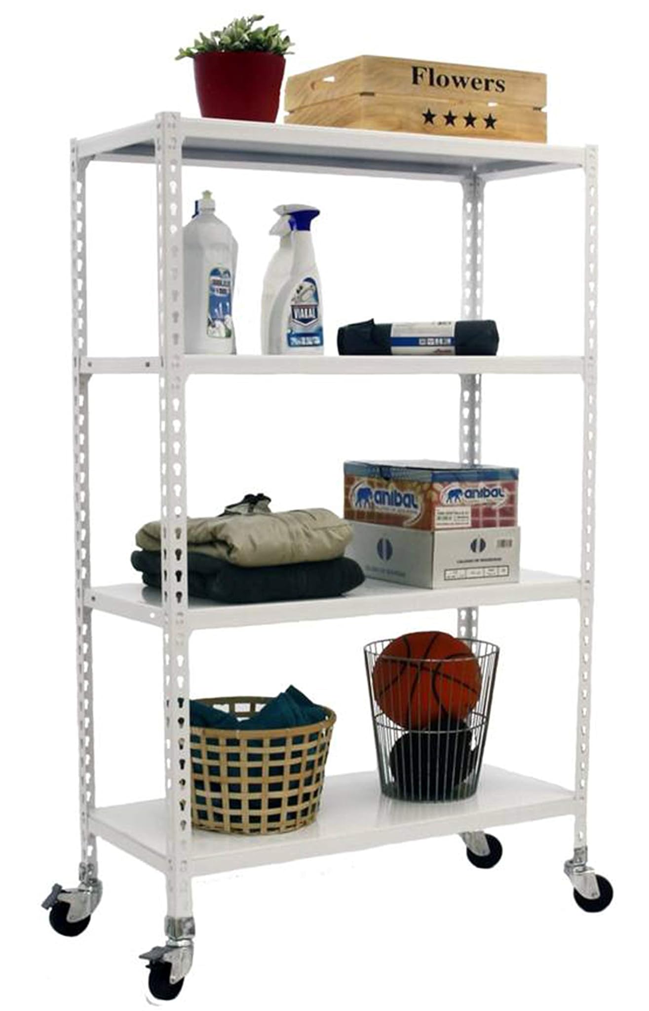 Simon Rack Scaffale Metallo Garage 4 Ripiani, Bianco