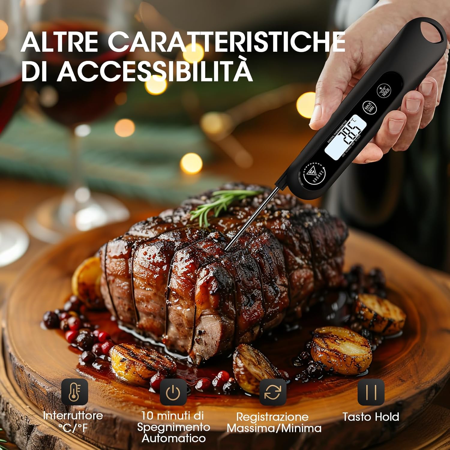 Doqaus Termometro Digitale da Cucina con Sonda Lunga - immagine 3