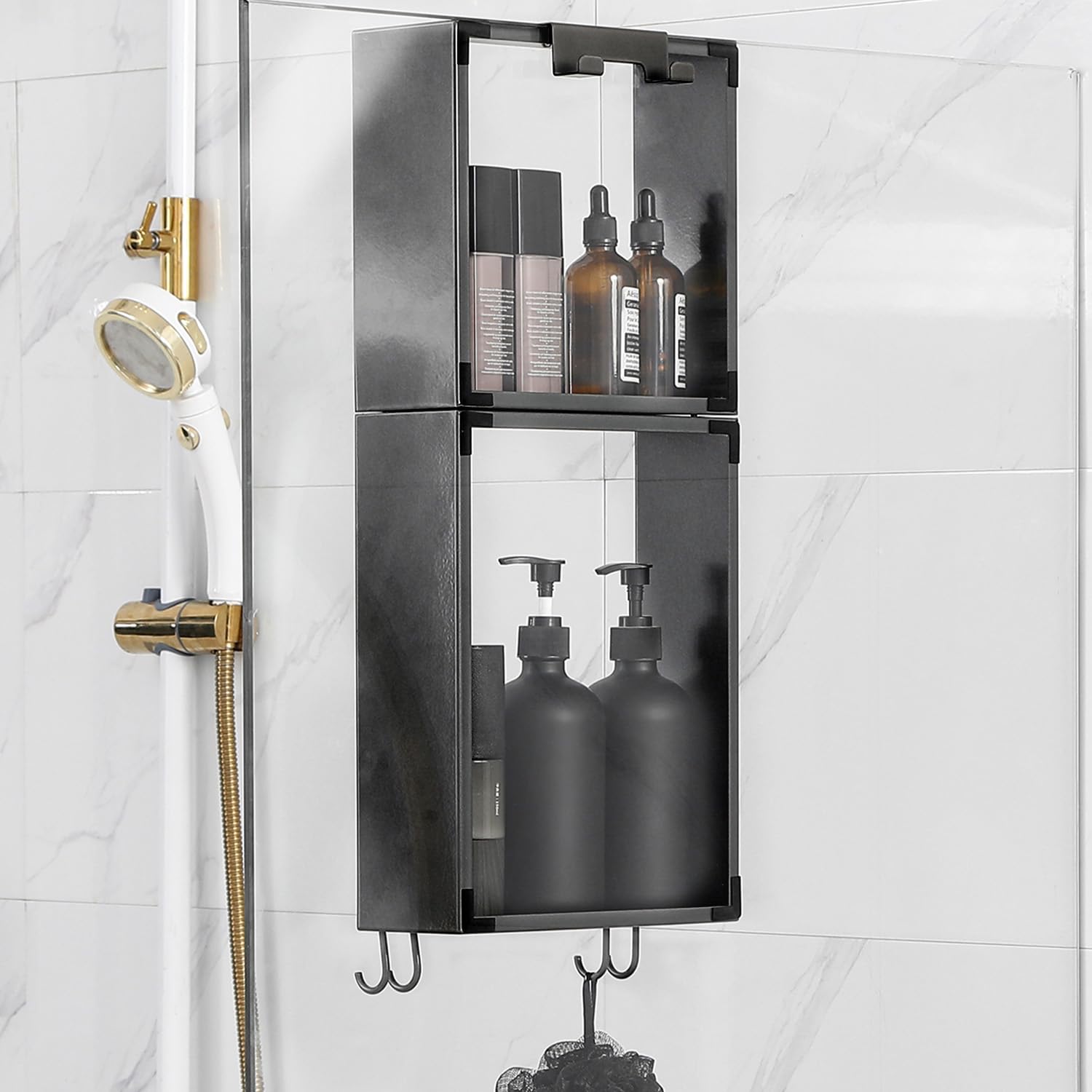 Womamny Mensola Doccia in Acciaio Inox SUS 304, Nera