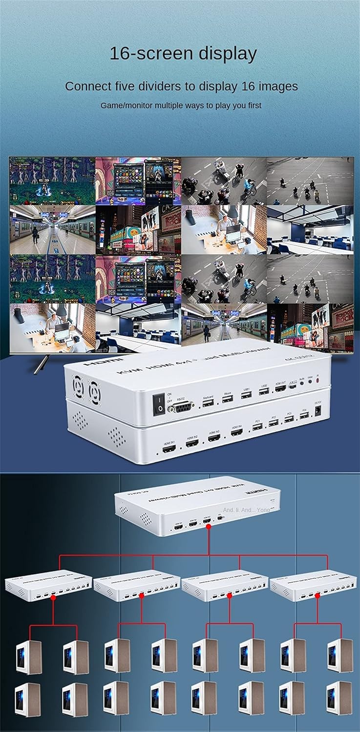 HDMI KVM Quad Splitter 4x1 4K 60Hz Multi-viewer - immagine 11