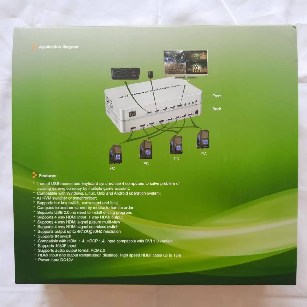 HDMI KVM Quad Splitter 4x1 4K 60Hz Multi-viewer - immagine 3