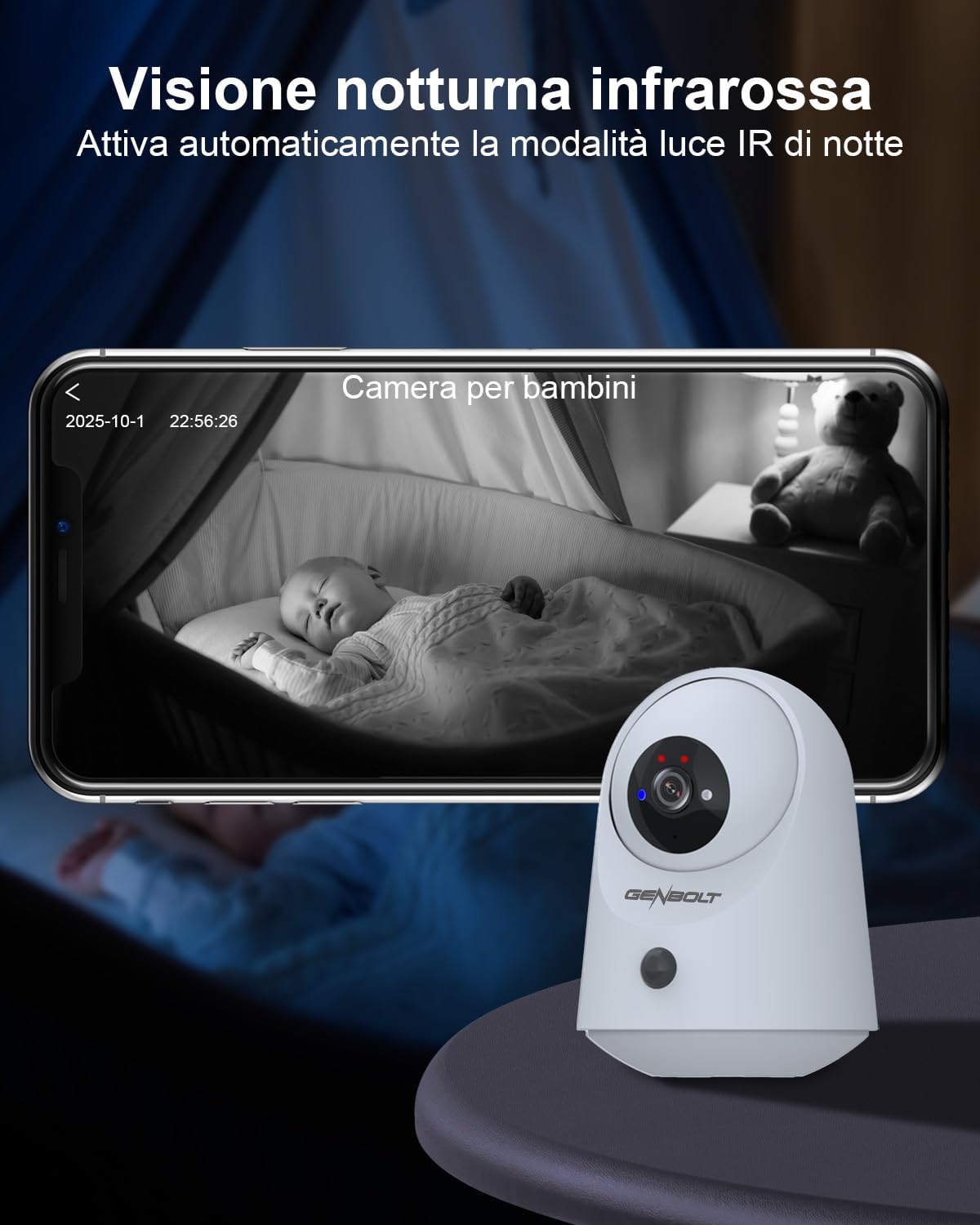 Genbolt 2K Telecamera WIFI Interno 5000mAh - immagine 6