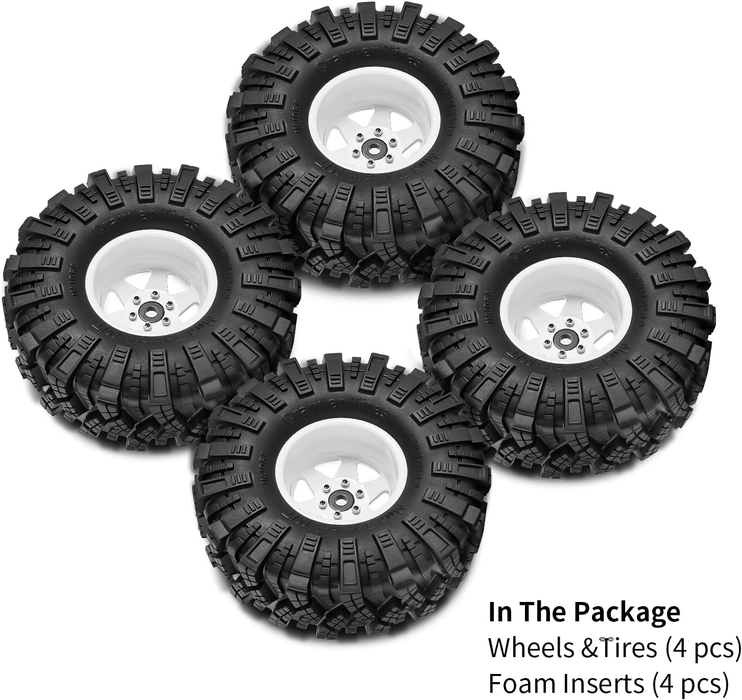 INJORA 1,9 Pneumatici Fango Offset -8.9mm Beadlock, Bianco - immagine 5