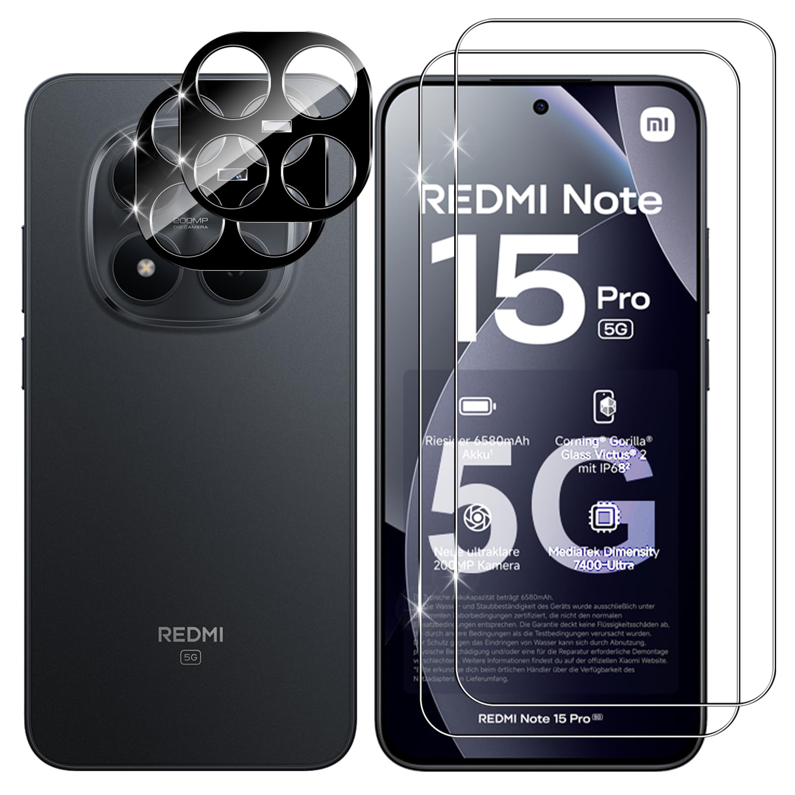 Lutree Vetro Temperato Xiaomi Redmi Note 15 Pro 5G (2+2 Pezzi)