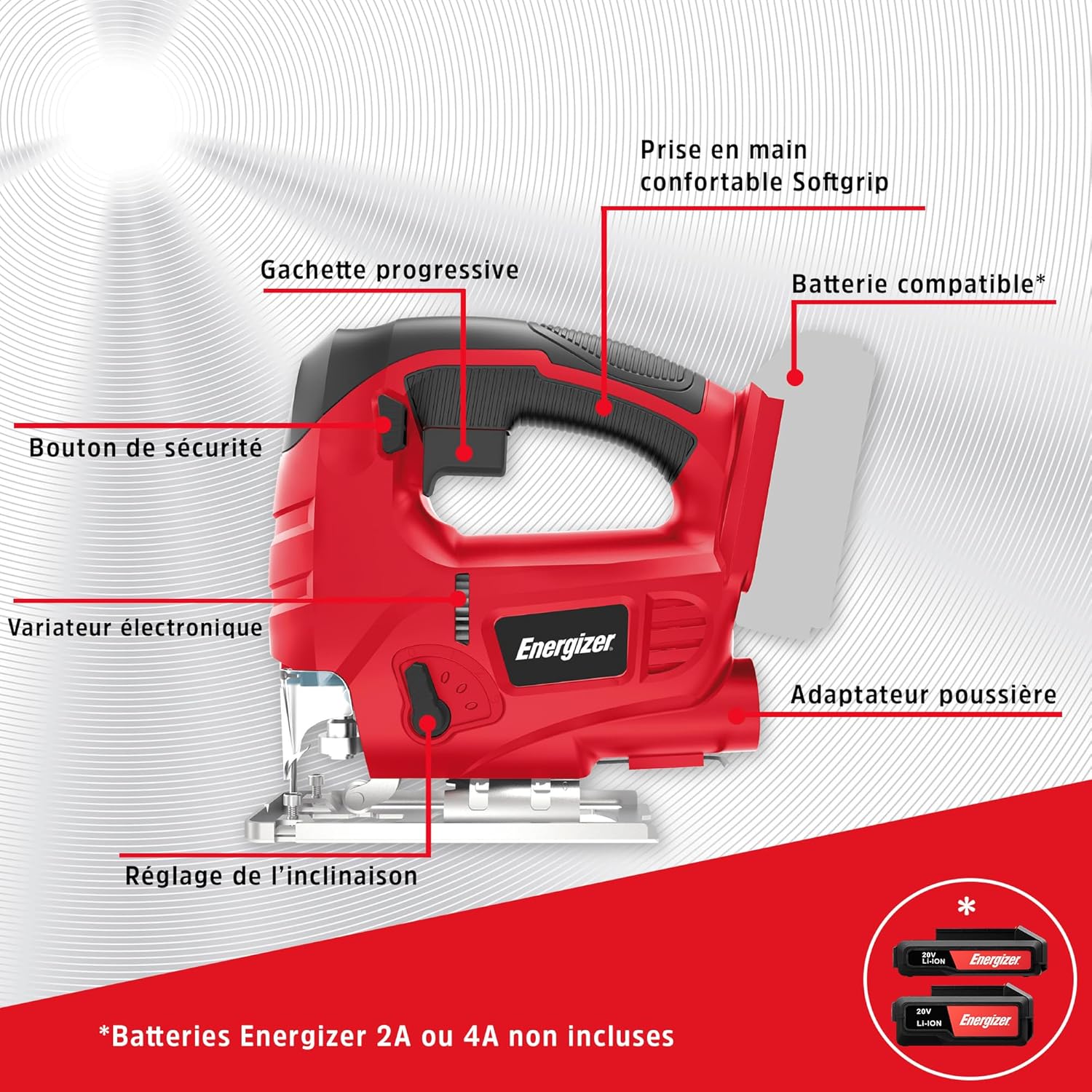 Energizer Sega Alternata Cordless 20V con 2 Batterie 2AH - immagine 2