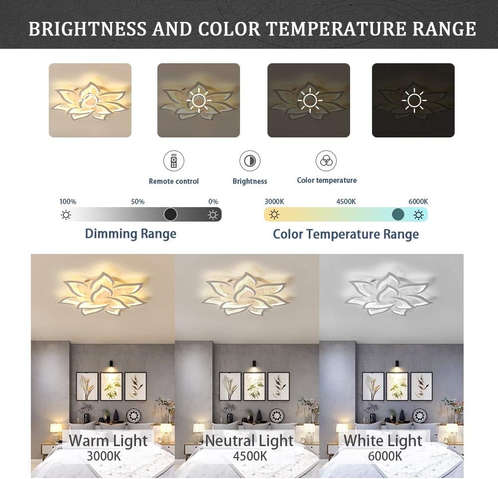 Kaucqi Plafoniera LED Soffitto 85CM 60W, Petalo - immagine 3