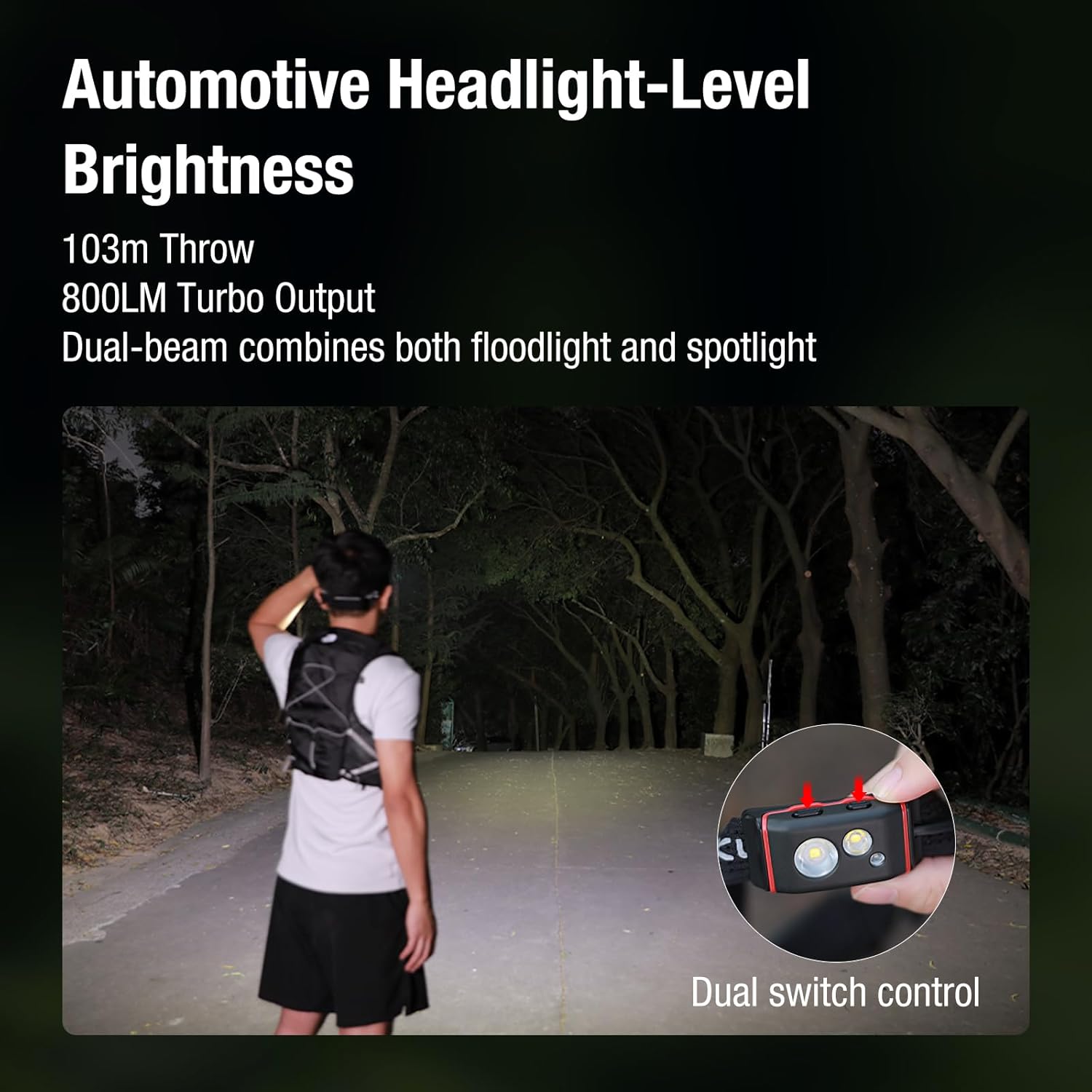 klarus HM5 - Lampada Frontale 800 Lumen con Luce Rossa - immagine 4