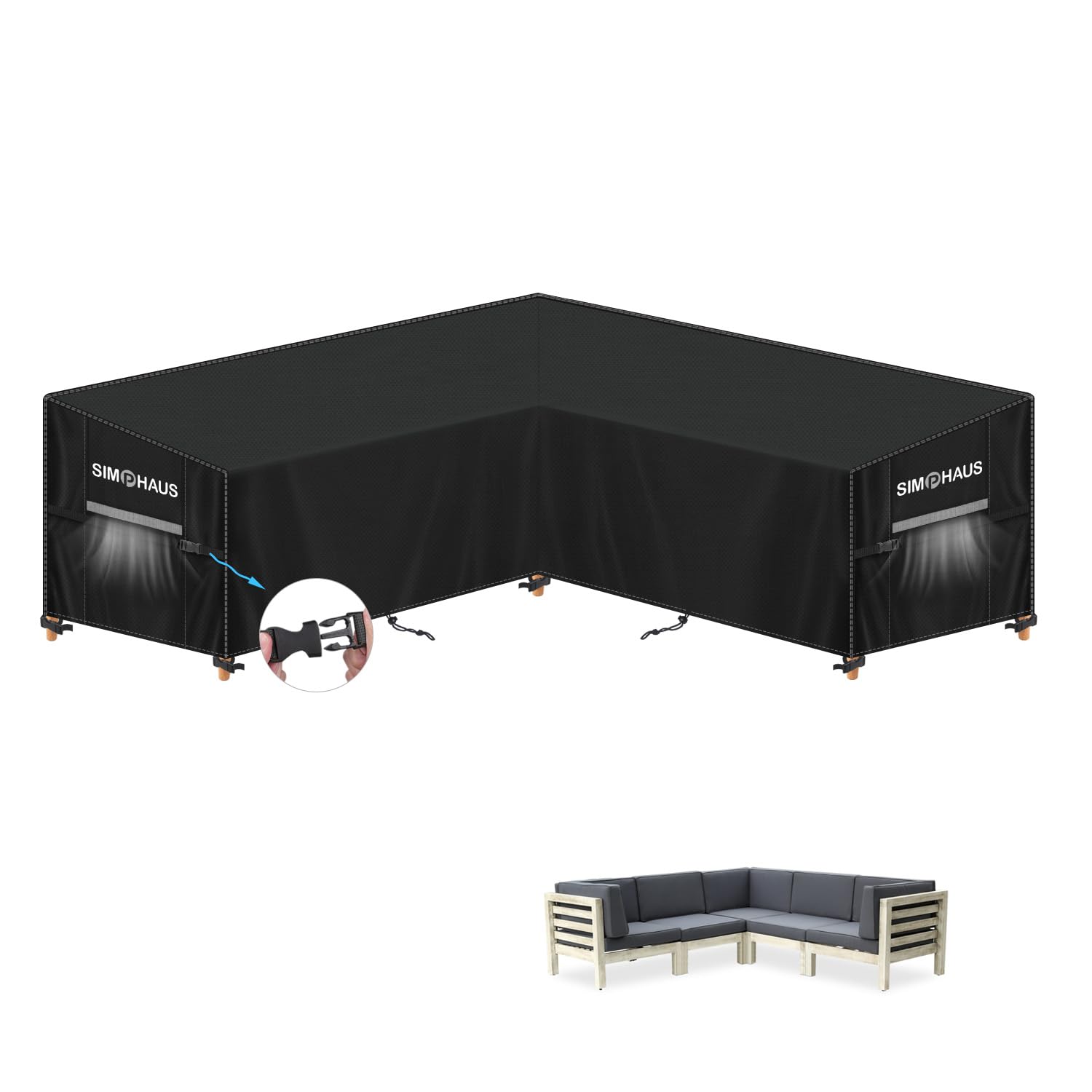 Simphaus Telo Copri Divano da Esterno Angolare a V 420D