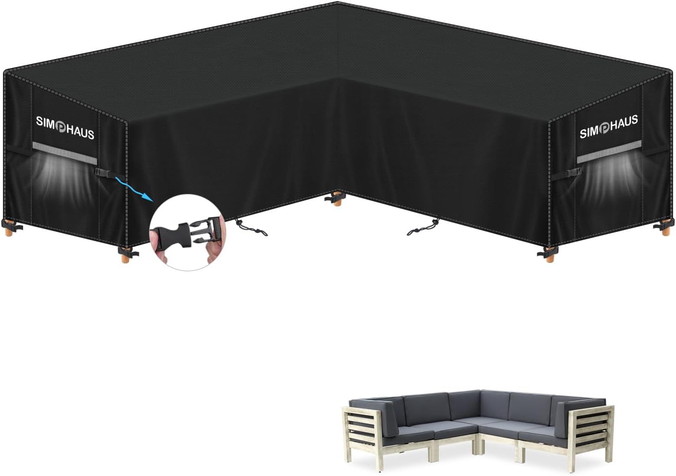 Simphaus Telo Copri Divano da Esterno Angolare a V 420D - immagine 1