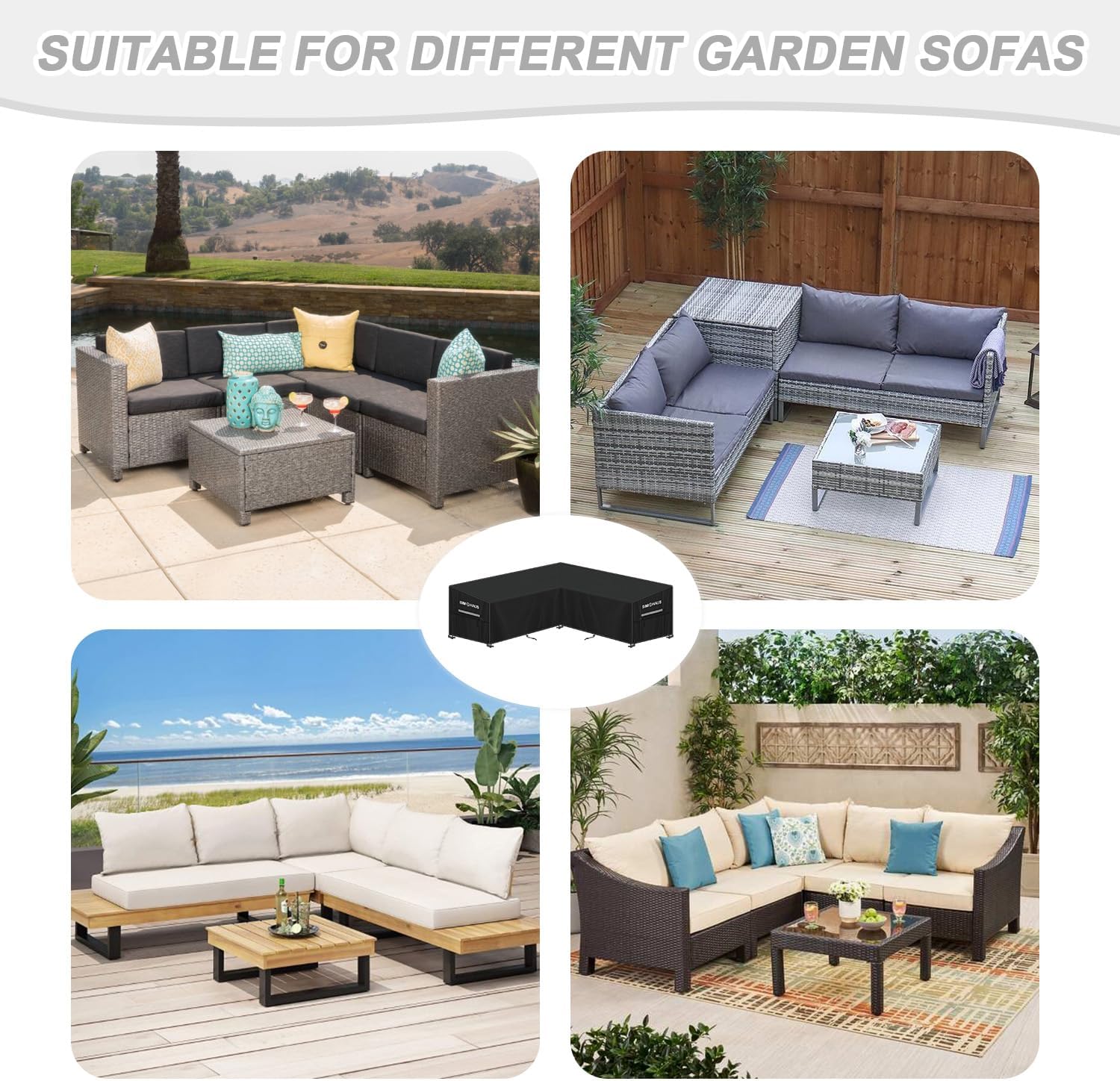 Simphaus Telo Copri Divano da Esterno Angolare a V 420D - immagine 6