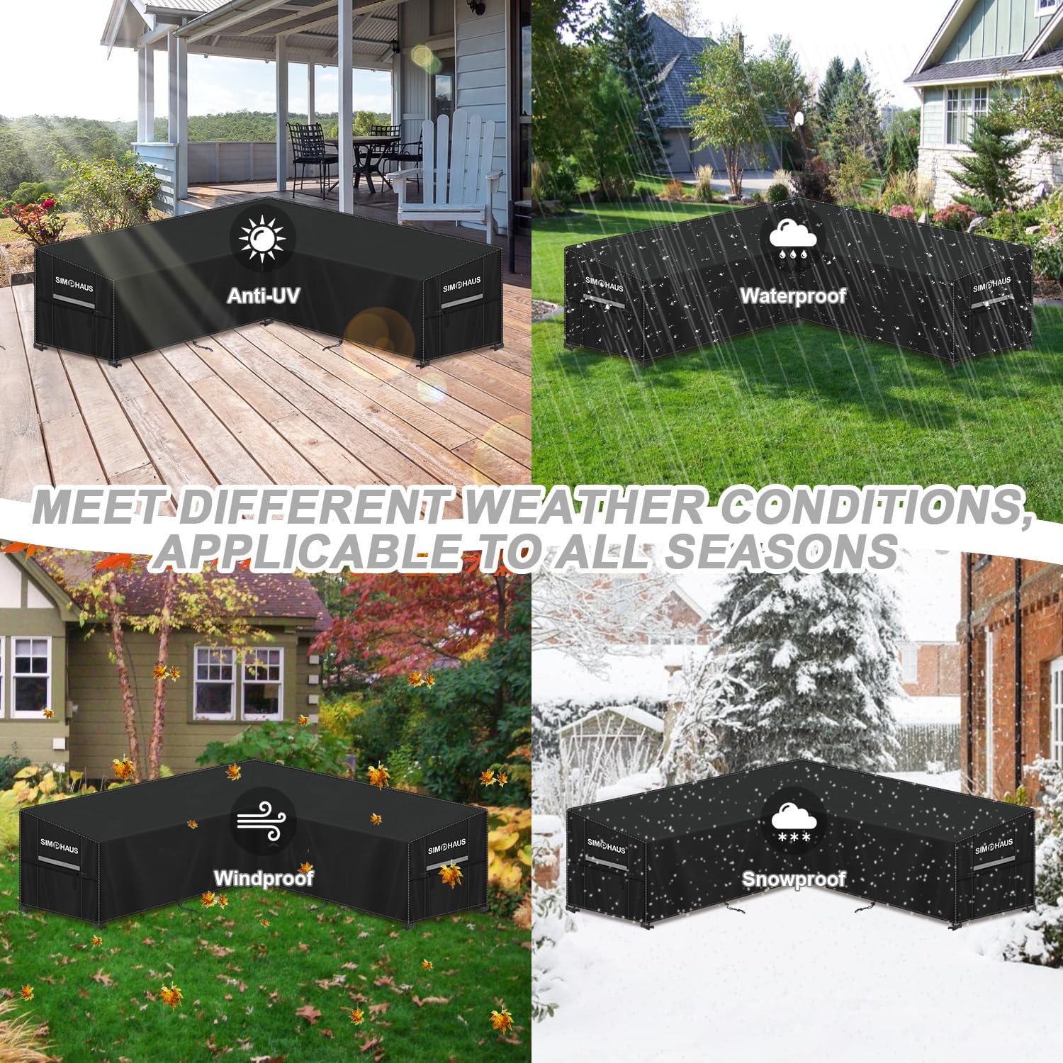 Simphaus Telo Copri Divano da Esterno Angolare a V 420D - immagine 7