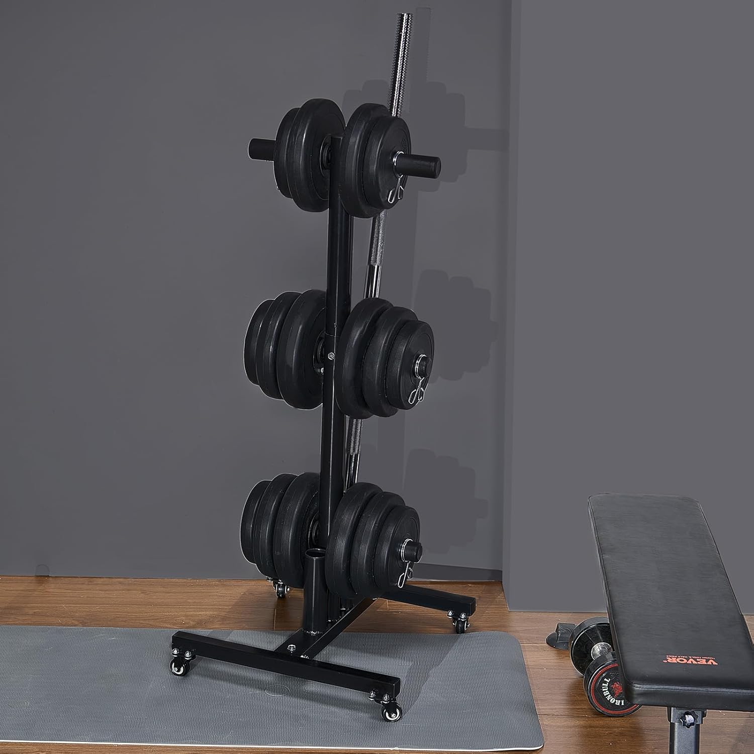 Vevor Supporto Verticale Dischi Pesi 50,8mm con Ruote - immagine 8