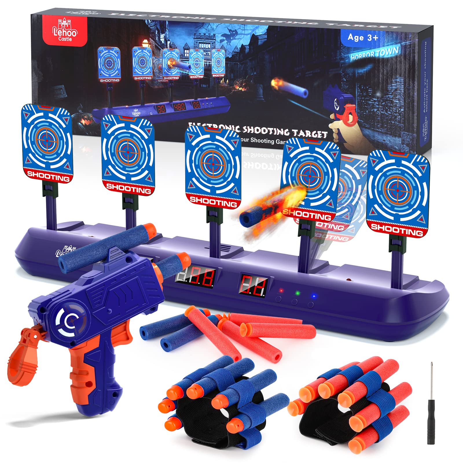 Lehoo Castle Bersaglio Nerf Elettrico Auto-Reset, Blu