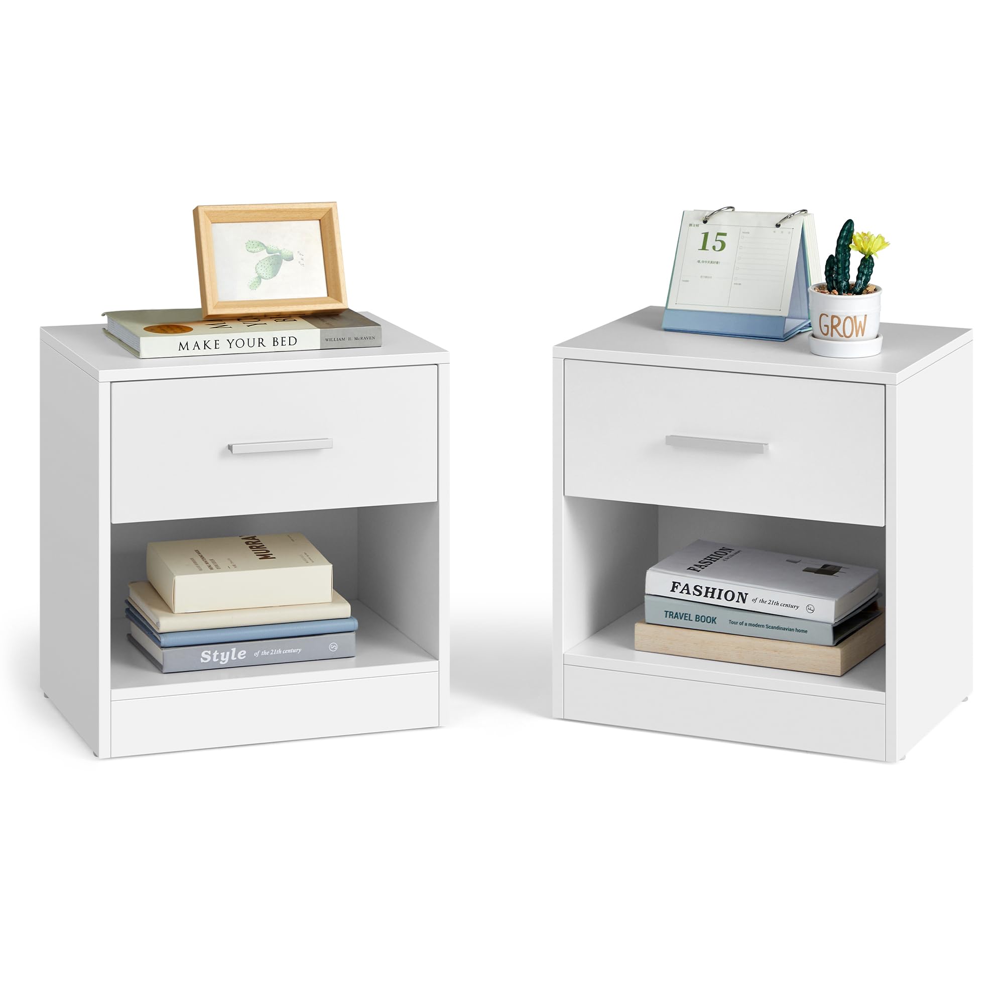 Vasagle Comodini Set di 2 con Cassetto e Scomparto Aperto