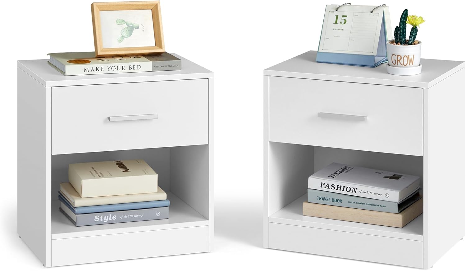 Vasagle Comodini Set di 2 con Cassetto e Scomparto Aperto - immagine 1