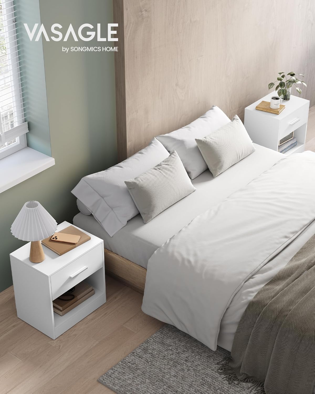 Vasagle Comodini Set di 2 con Cassetto e Scomparto Aperto - immagine 3