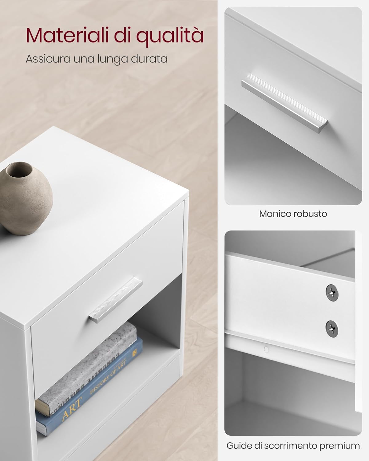 Vasagle Comodini Set di 2 con Cassetto e Scomparto Aperto - immagine 5