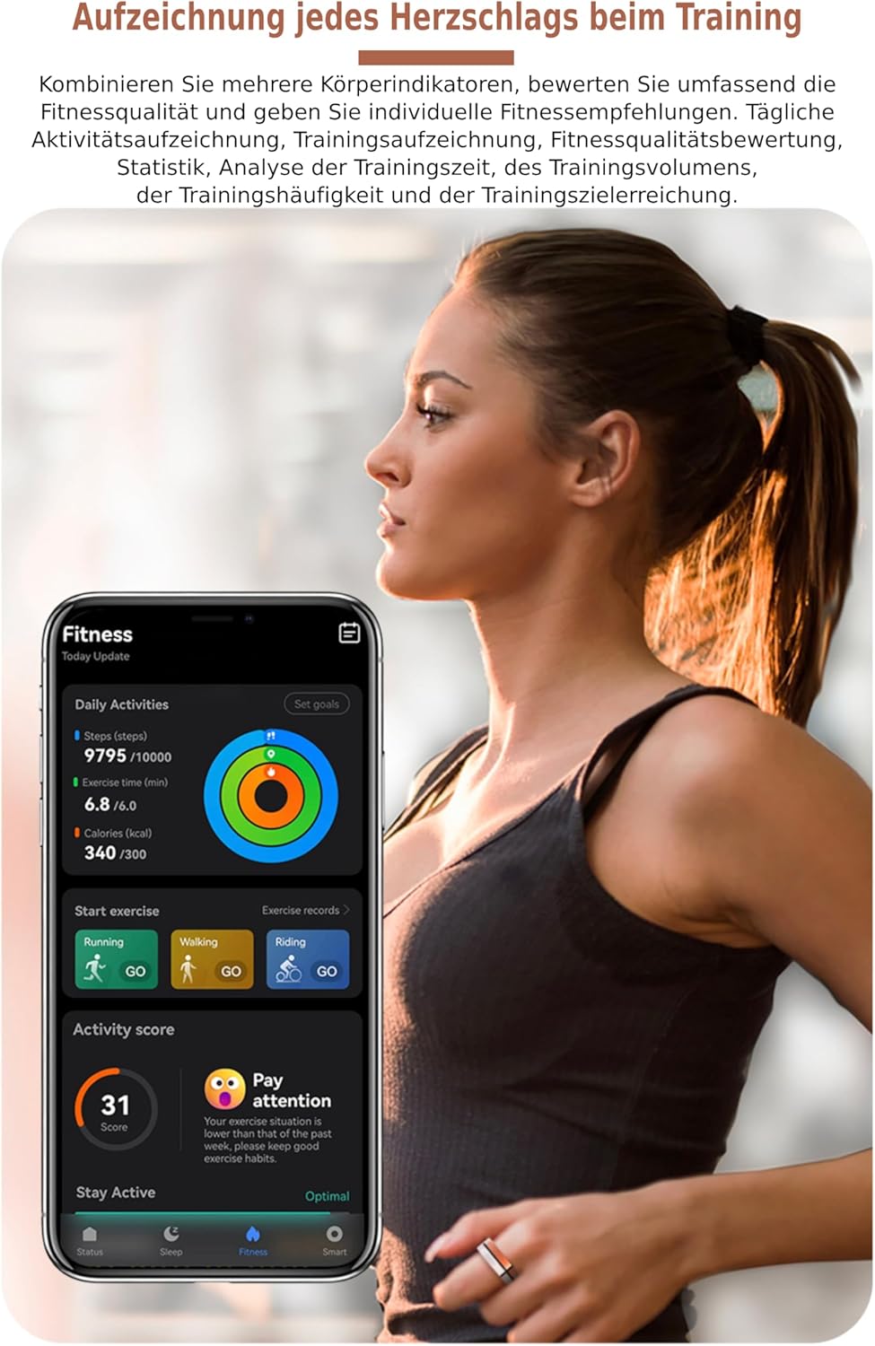 Bewinner Aizo Anello Smart - Tracker Fitness 5ATM - immagine 4