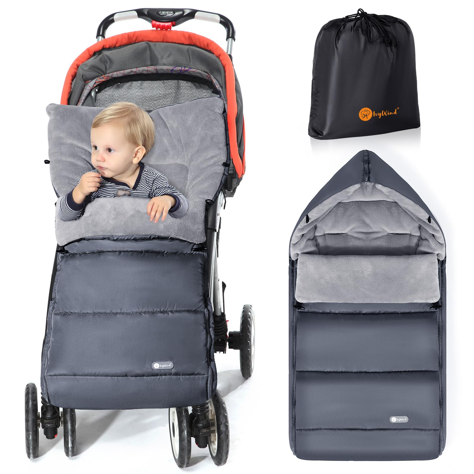 Ivywind Coprigambe Passeggino Universale Invernale, Grigio