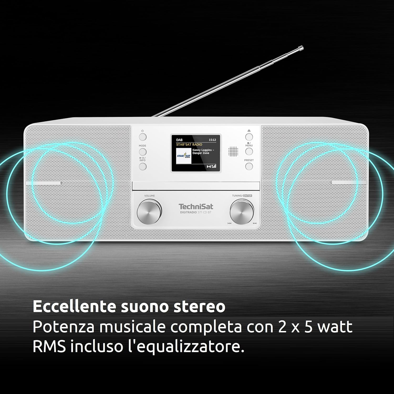 Technisat DIGITRADIO 371 CD BT - Radio Digitale Stereo, Bianco - immagine 4