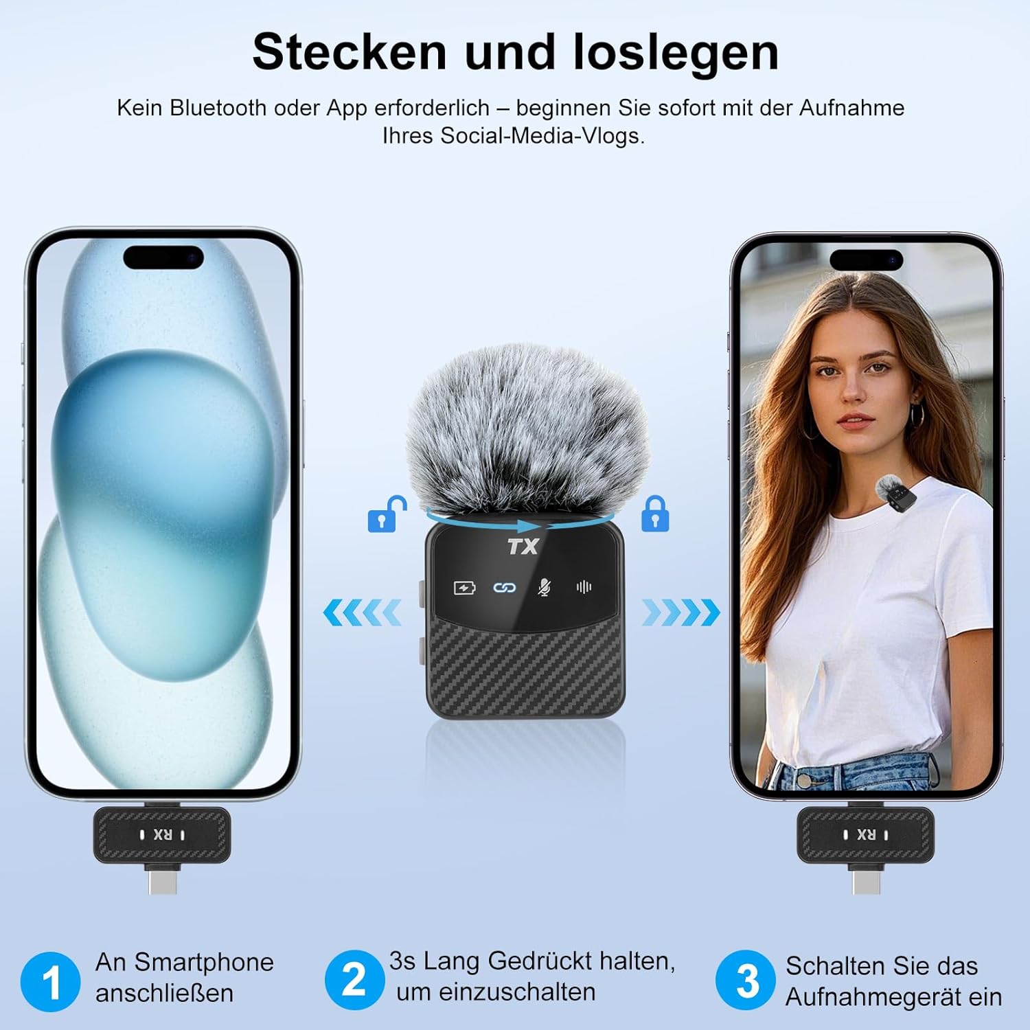 Mini Microfono Lavalier Wireless per iPhone/iPad/Android - immagine 2