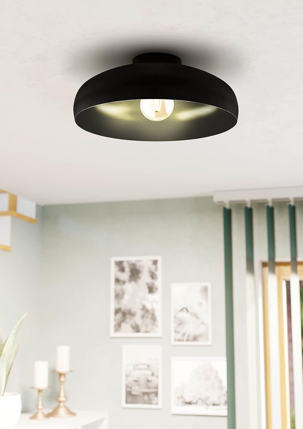 Eglo Lampada da Soffitto Mogano Industriale Nera - immagine 2