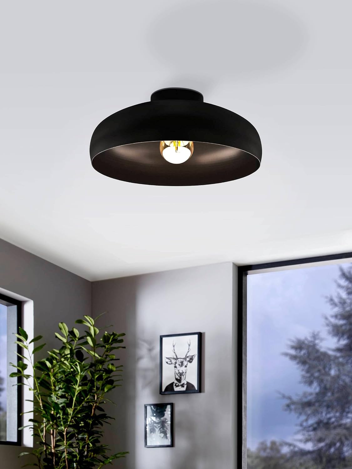 Eglo Lampada da Soffitto Mogano Industriale Nera - immagine 3