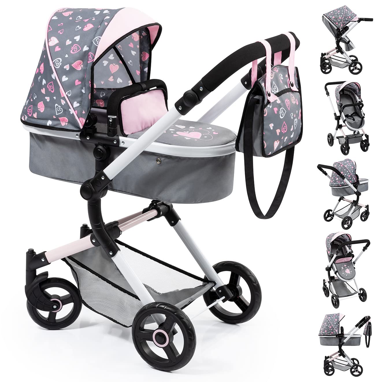 Bayer Design 18419AA Passeggino Bambole Neo Vario Grigio Rosa