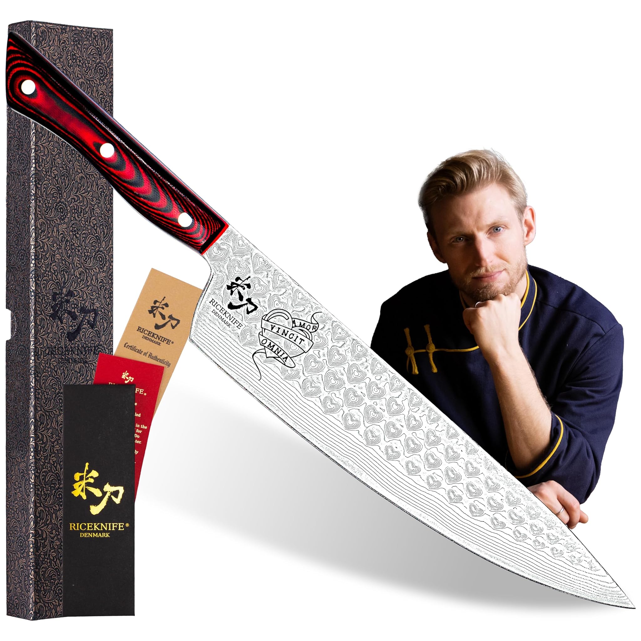 Riceknife Amore I - Coltello da Cucina Damascato Edizione Limitata