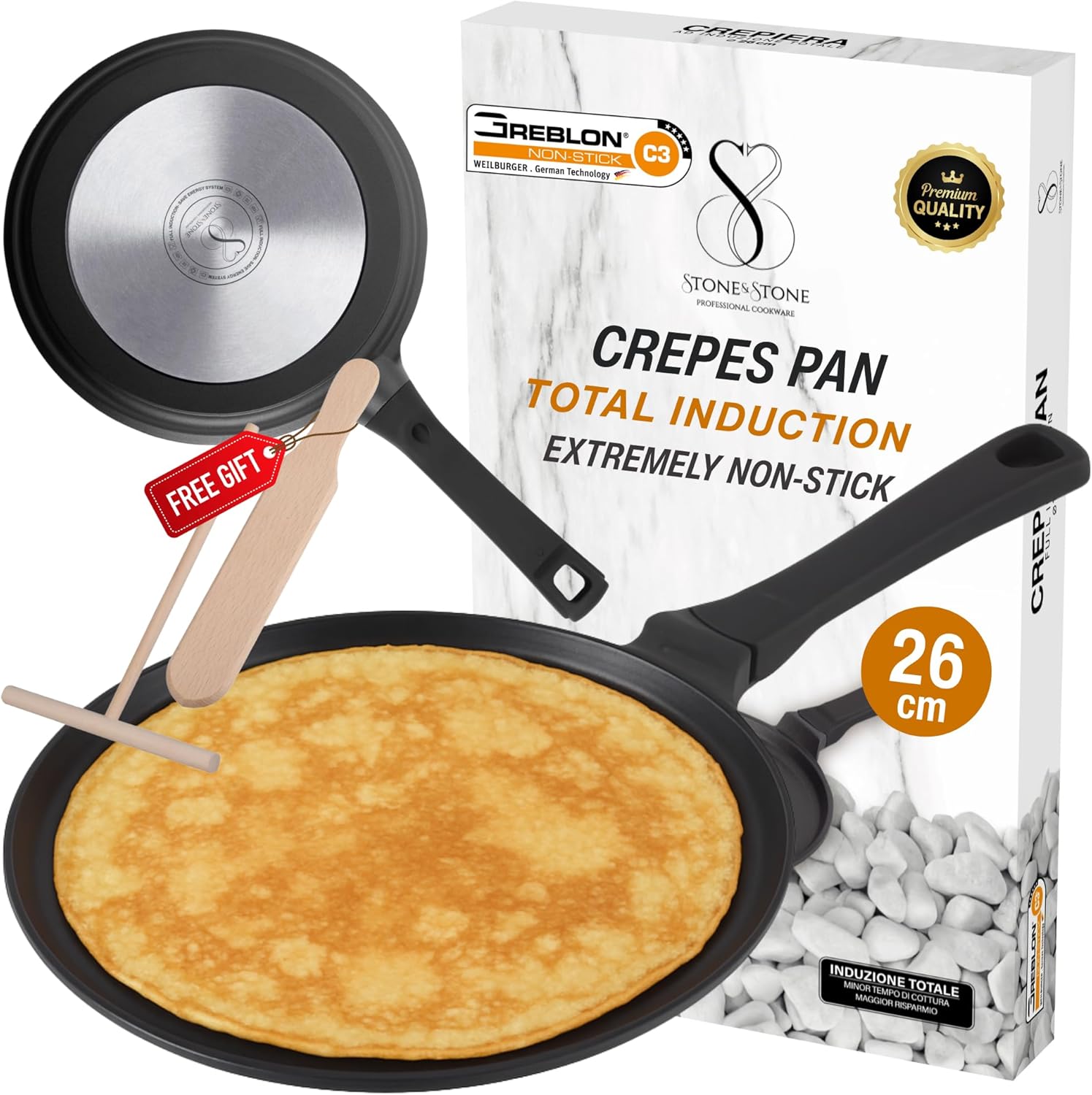 Stone&stone Padella Crepes Induzione 26cm