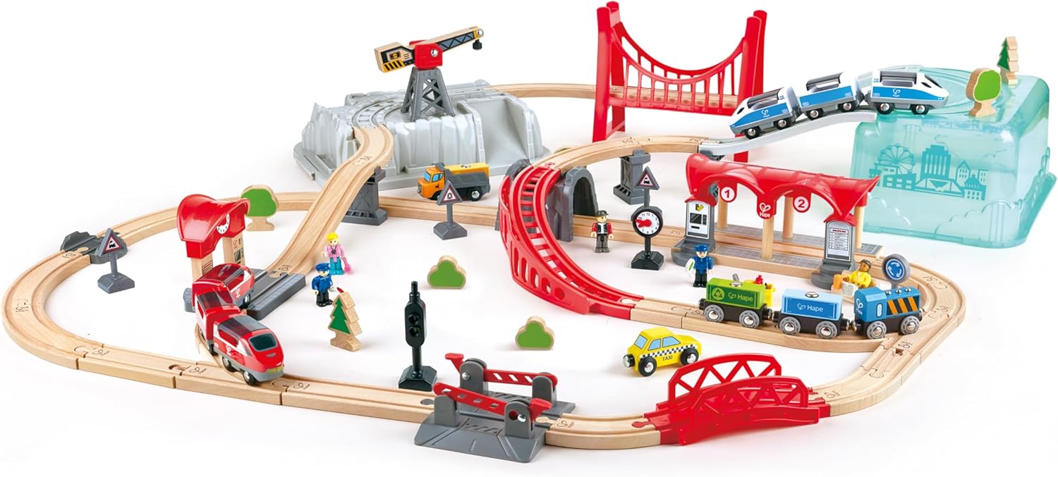 Hape Set Treno in Città con Binari e Personaggi - immagine 2