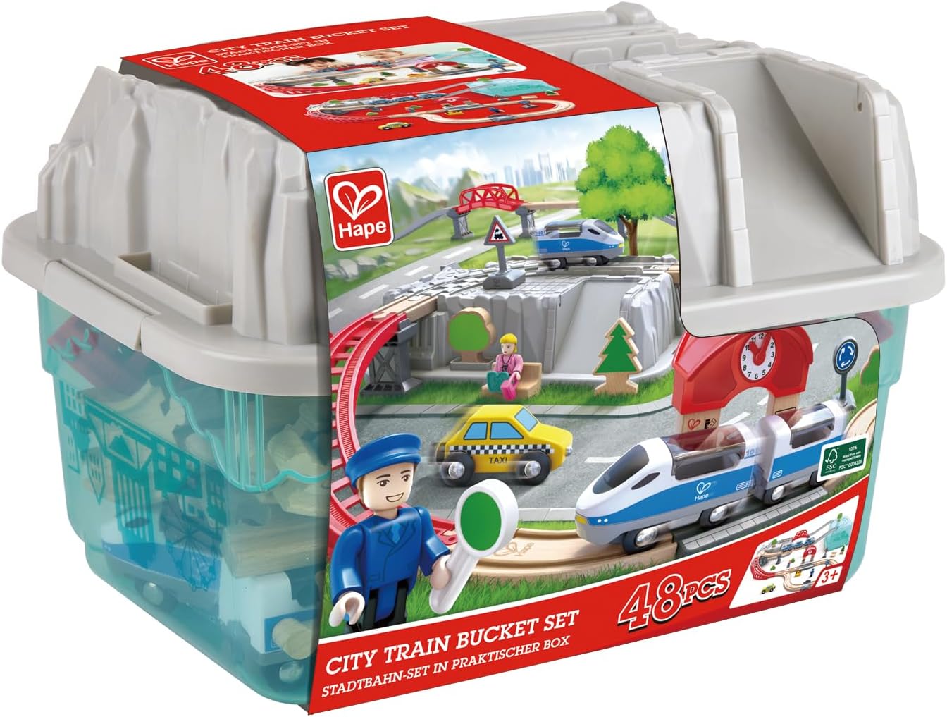 Hape Set Treno in Città con Binari e Personaggi - immagine 5