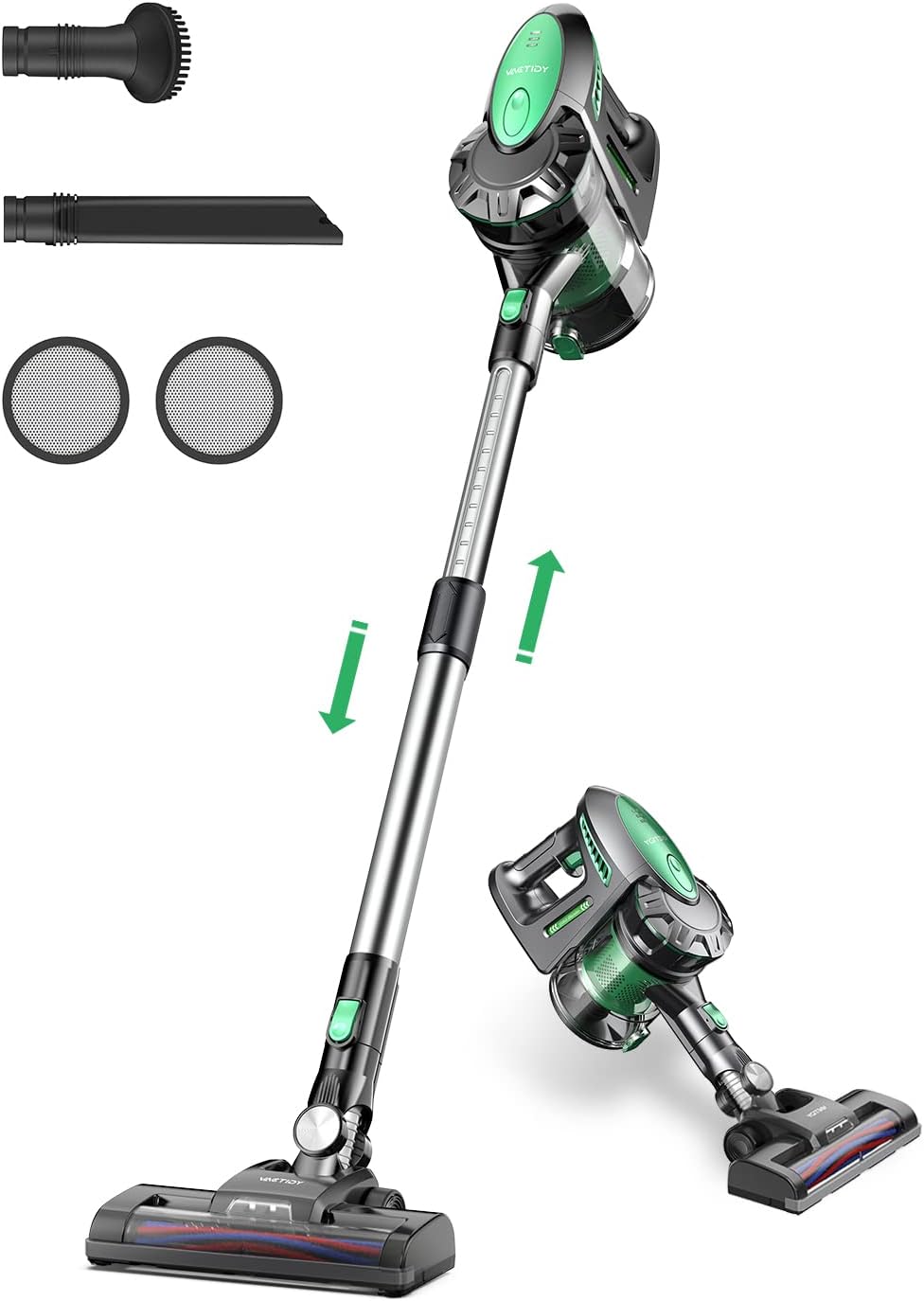 Vactidy Akku Staubsauger V8, Aspirapolvere a Batteria, Nero