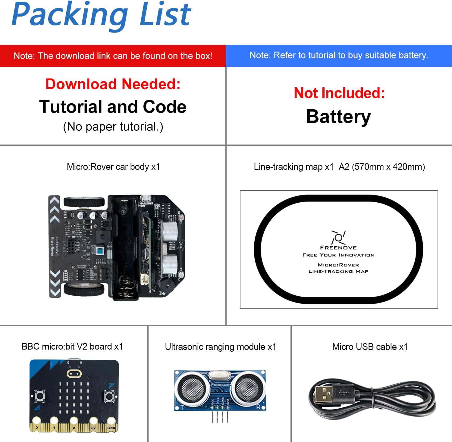 Freenove Micro:Rover Kit per BBC micro bit (V2 Incluso) - immagine 2